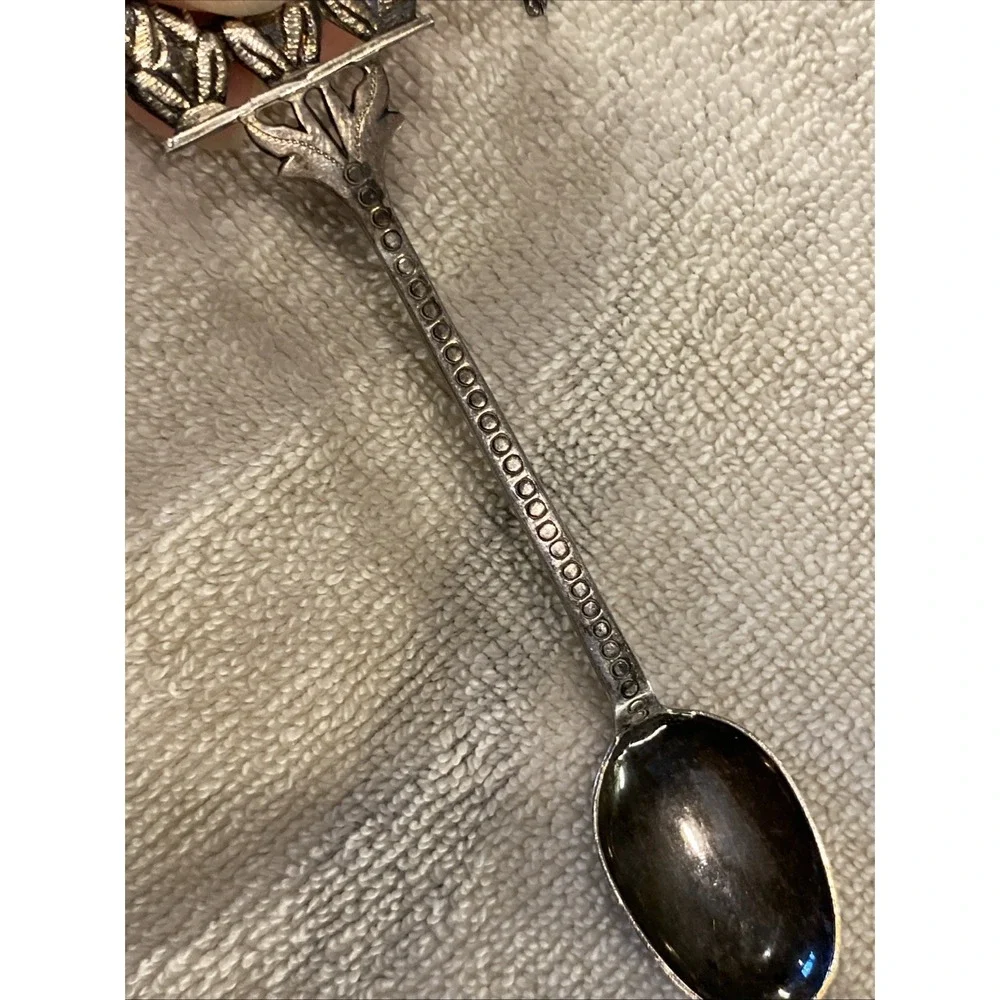 Set Of 5 Mini Spoons India Silver Camel Snake Charmer Monkeys Elephant Cobra